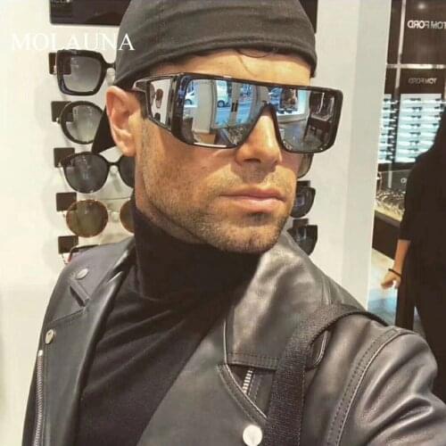 Vintage Square Oversized Sunglasses Men Retro Mirror Steampunk Sun Glasses Men Big Eyewear Outdoor Sports Punk Goggles Oculos