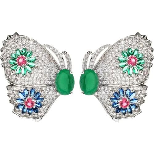 Euro-American fashionable color butterfly Zircon Earrings for women/girls wedding party jewelry gifts ER-339