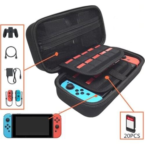 EVA Protective Hard Case Shell Travel Carrying Storage Bag Pouch Handbag with 20 Game Holder for Nintend NS NX Switch Console