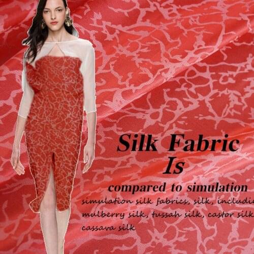 Jacquard heavy crepe {sang pu} damask silk fabrics of high-grade dress dress * sunrise / 0.5 m