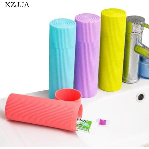 XZJJA High Quality Bathroom Toothbrush Storage Boxe Tooth Brush Toothpaste Organizer Travel Tableware Fork Spoons Container