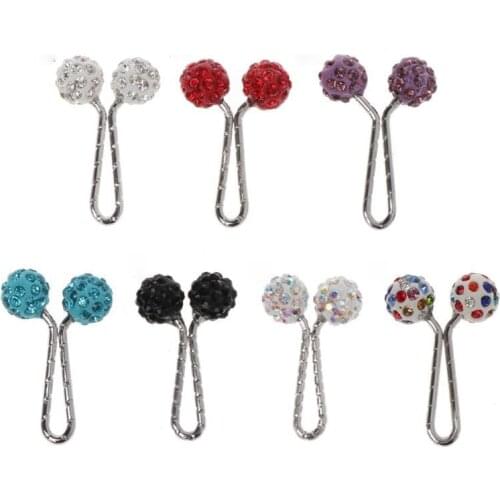 12pcs Color Crystal Scarf Brooch Fixed Straps Anti Slip Brooches for Women Headscarf Shawl Scarf Lady Muslim Scarf Hijab Clips