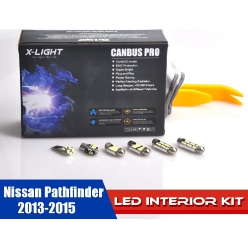 15pcs White Premium LED Full Interior Reading Package for 2013-2015 Nissan Pathfinder + Installation Tool with 5630 SMD