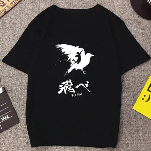 2021 Japanese Manga Haikyuu Vintage T-Shirt Women Funny Anime Hinata Shouyou Clothes Cute Cartoon Fly High Streetwear Female