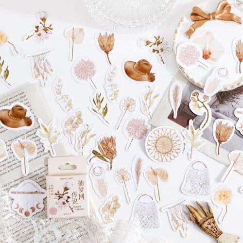 46Pcs/box Fresh plant flower Diary Travel Journal Paper Stickers Scrapbooking Stationery Sticker Flakes Art Supplies