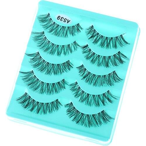 5Pairs Stunning Handmade Messy Cross Natural 3D False Eyelashes Wispy Fake Eye Lashes Makeup Extension Tools for Professionals