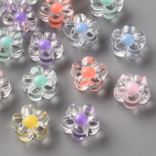 500g Transparent Acrylic Flower Beads Bead in Bead For DIY Jewelry Making, 12x12.5x6mm, Hole: 2.5mm, about 893pcs