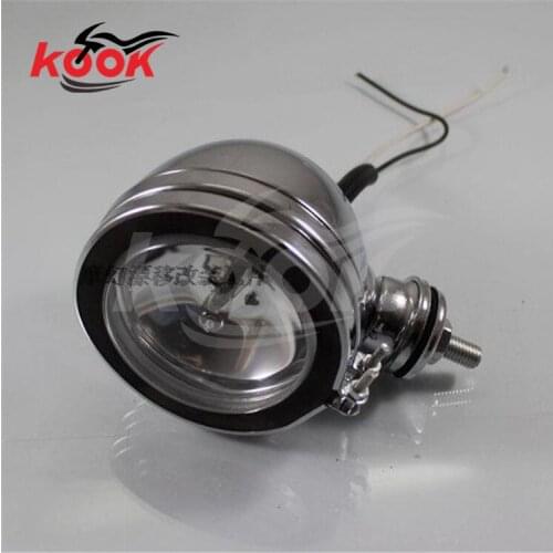 Free shipping chrome motorcycle headlights motorbike head light for harley moto Round sliver Halogen Lamp motocross Spotlight