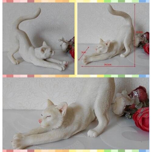 Free shipping Stretching Lazy Cat Vivid Lifelike Figures Resin toy cute Kitten cake home office car decoration party supply gift