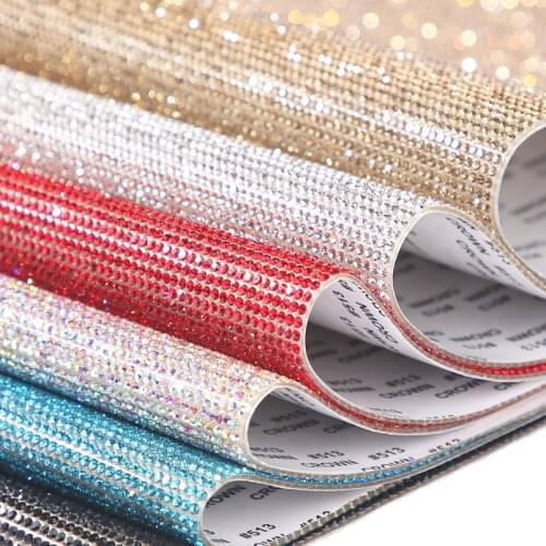 Shiny Glass Rhinestone Sticker Sheet Trim Crystal Stickers Beaded Applique DIY Car Decoration Self Adhesive Embellishment