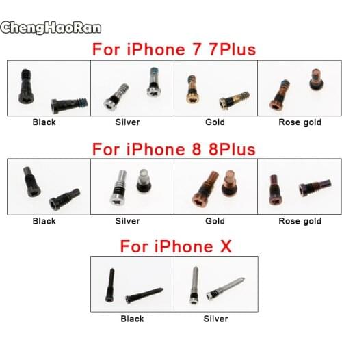 ChengHaoRan 2pcs Back Cover Screw for iPhone 8 8Plus 8P X Torx 5 Point Star Pentalobe Dock Bottom Case Screws