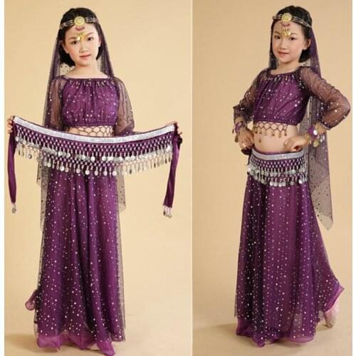 2018 High quality cheap child belly dance costume 6 pcs/set kids Indian dance dress on sale NMMG10