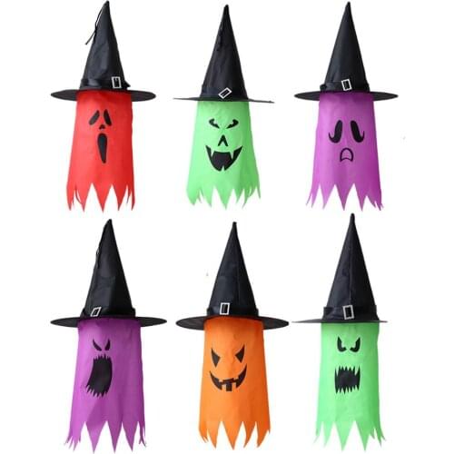 Halloween Lighted Witch Hat Hanging Glowing Ghost Decorations