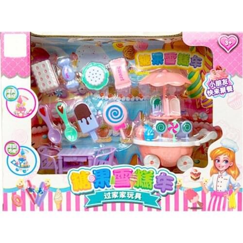 1 Set Play House Toys Smooth Surface Entertainment Supply Simulation Pretend Play ABS Dessert Shop Cart Children Gift for Kids