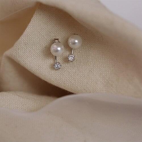 JINAO 2021 Pearl Back Hanging Earrings Female Stud S925 Pure Silver Temperament Simple Small Personality