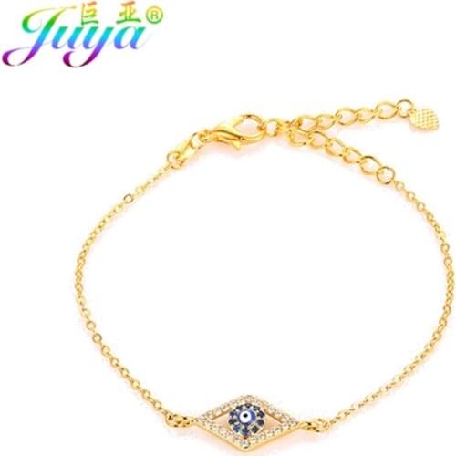 Juya Handmade Micro Pave Zircon Turkish Eye/ Greek Eye/ Evil Eye Charm Bracelets For Women Men