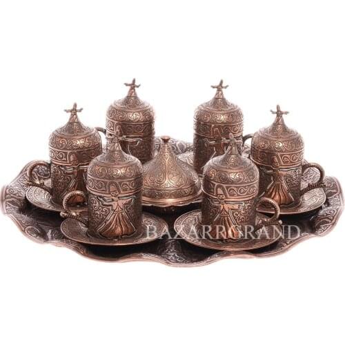 COFFEE SET FOR SIX PERSON - SEMAZEN - WHITE WHITE-GOLD-YELLOW COLOR VARIETIES CONSISTING OF 6 PEOPLE 25 PIECES YOUR STYLISH C