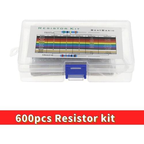 600pcs/lot 30Values* 20pcs 1% 1/4 W resistor pack set diy Metal Film Resistor kit use colored ring resistance (10 ohms~1 M ohm)