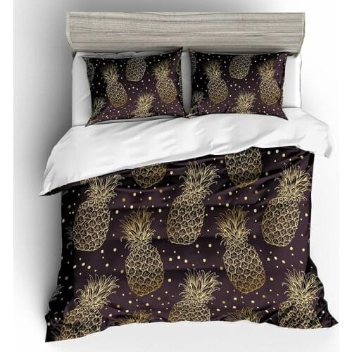 3D Printing Custom Bedding Set Cartoon Pineapple Bedding Sets Quilt Duvet Cover Set Cotton Bedding Sets Bed Cover Pillowcase