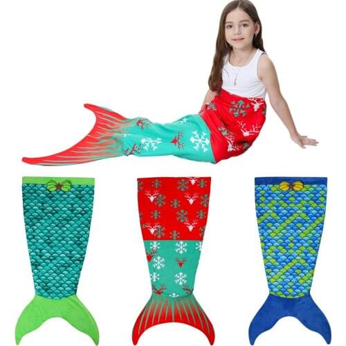 Colorful Mermaid Blanket For Kid Baby Sofa Wearable Warm Christmas Snowflake Flannel Blankets Halloween Purim Deken E40793CH