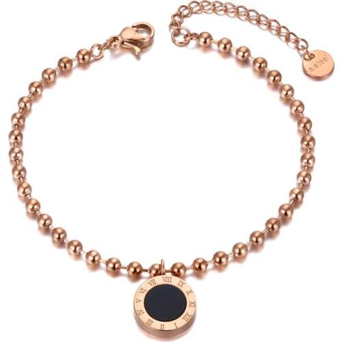 Trendy Stainless Steel Roman Numerals Charm Bracelets For Women Girls Bohemia Chain & Link Bracelet Jewelry B20181