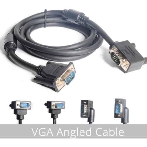 90° VGA Monitor Right & Left & Up & Down Angle Male to Straight Male Adapter Cable ,Gooseneck Type Angled VGA Monitor Cable