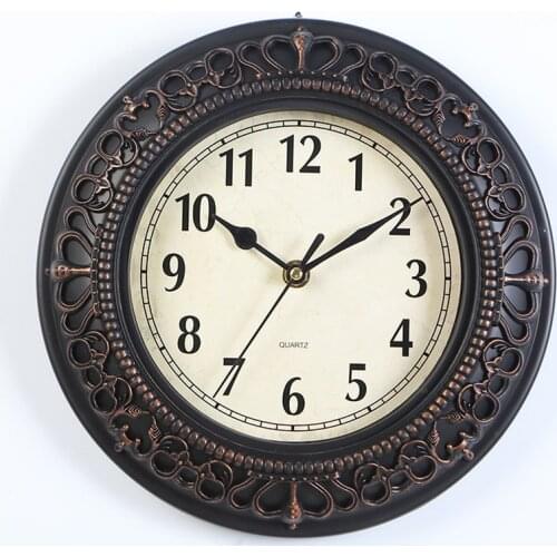 10 inch Silent Non-Ticking Wall Clocks 3D Pattern Border Decorative Vintage Numeral Clock Home Kitchen Living Room Bed Home Art