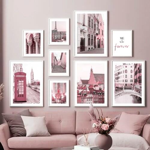 Nordic Posters And Prints Paris Tower Big Ben Street Telephone Box Wall Art Canvas Painting Wall Pictures For Living Room Decor