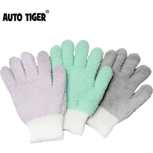 AUTO TIGER Purple Blue Gray Three-Color Car Wash Cleaning Gloves Microfiber Car Cleaning Care Gloves Car Cleaning