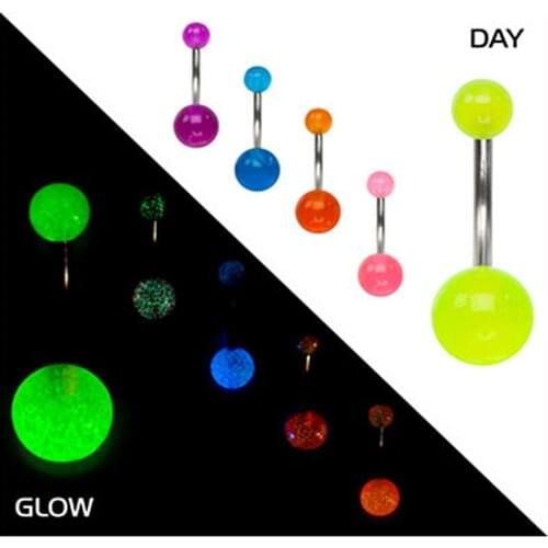 10PCS Luminous Navel Piercings Glowing Belly Ring for Women Navel Bars Rings Punk Body Piercing Ombligo Body Jewelry Mixed Color