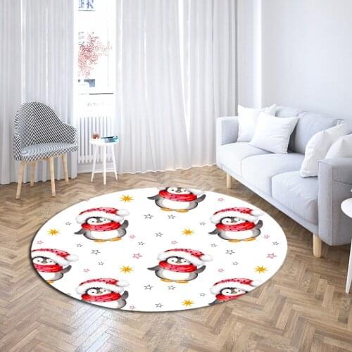 Custom Kids Bedroom Round Carpet Cartoon Snowman Print Merry Christmas Gift Decor Area Rugs Yoga Mats Table Coffee Computer Mat