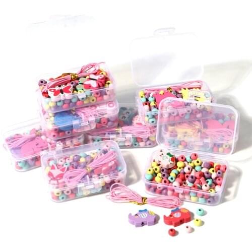 Multicolor Wood Spacer Beads Elephant Butterfly Fox Animal Round Ball Loose Beads DIY Making Girls Necklace Fashion Jewelry Kits