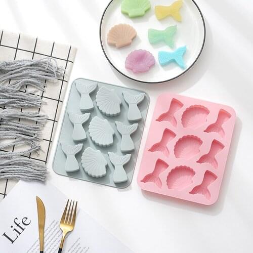 Creative Fish Tail Silicone Mold Shell Cartoon Animals Cake Fudge Pudding Silicone Mold Handmade Soap Mold Decorating Tools