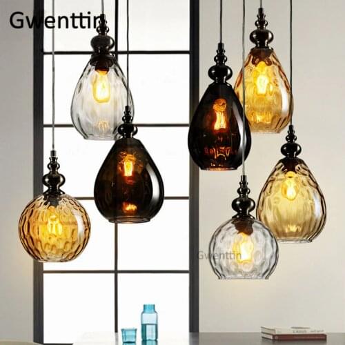 Vintage Glass Pendant Light LED Loft Industrial Modern Hanging Lamp Living Room Kitchen Fixtures Home Decor Suspension Luminaire