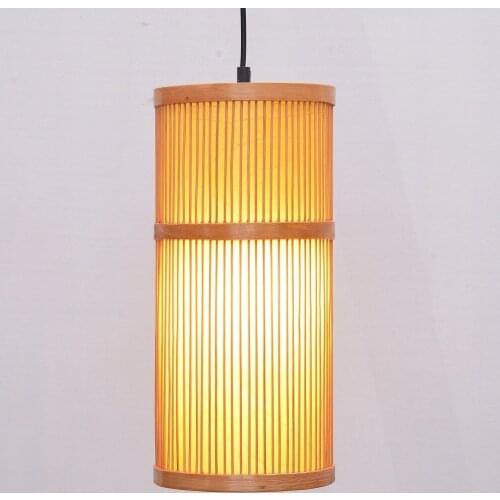 South Asian Bamboo Cylinder Dining Room Pendant Lamp Japanese Restaurant Pendant Lights Country Rustic Hanging Lamps