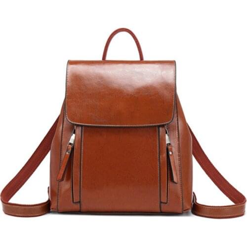 Retro women backpack travel bags for teenager girls Genuine leather Rucksack for women mochila shoulder bag female Knapsack