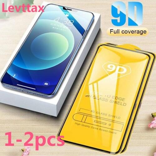 1-2PCS 9D Full Cover Full Glue Glass For Iphone 12 Pro Max 11 X XS XR 6 7 8 Plus Tempered Glass Screen Protectors Tempered Glass