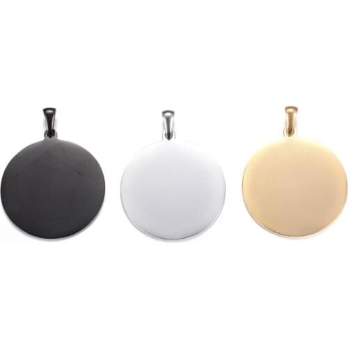 10pc Fashion Stainless Steel Blank Tags Pendants DIY Mens Necklace Charm Jewelry Accessory Flat Round Stamping Blank Tag