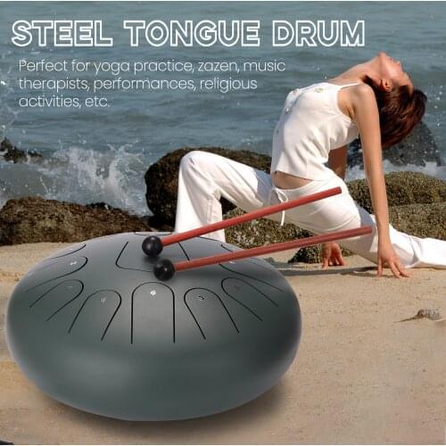 12 inch 13-Tone Steel Tongue Drum High-grade Steel Material Mini Hand Pan Drums with Drumsticks Percussion Musical Instruments
