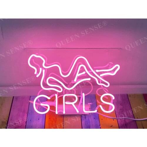 14“ Girls Lady Acrylic Custom Neon Light Lamp Sign Beer Bar Handmade Real Glass Decorate Home Wall Room Windows Tube Artwork