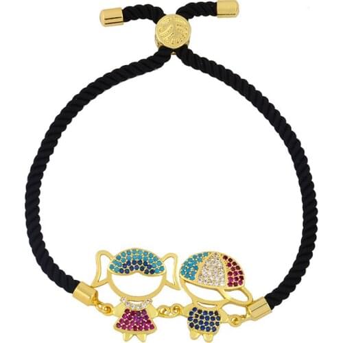 2021 Bling Shiny Rainbow CZ Color Zirconium Gold LOVE Connector Red Black String Rope Adjustable Charms Couple Bracelet Jewels