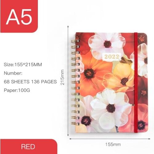 2022 flower schedule notebook weekly plan coil journal daily plan notebook A5 notebook customization agenda planner a5 binder