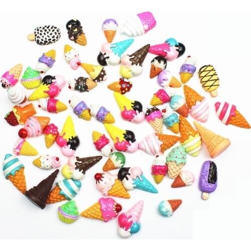 30/100pcs Ice Cream/Candy/Dessert Flatback Resin Miniatures Toys DIY Crafts Phone Shell Patch Arts Kids Hair Accessories Materia