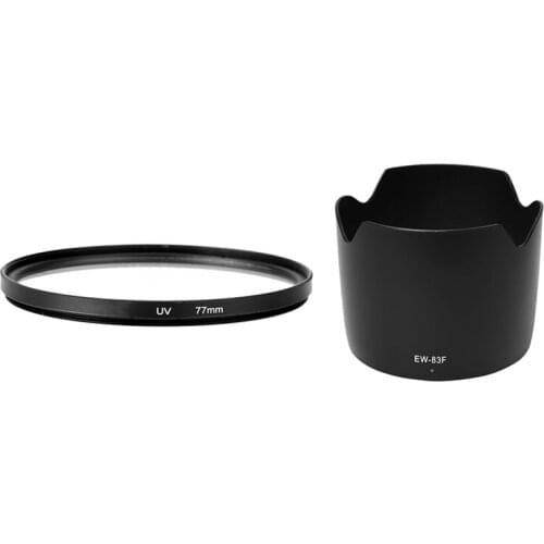 77mm UV Ultra-Violet Filter Lens & Dedicated (Bayonet) Lens Hood, for Canon 24-70 F/2.8L USM Lens ( for Canon EW-83F)