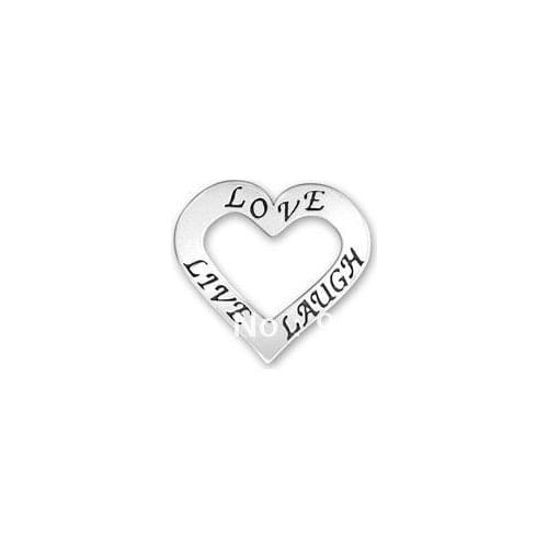 Antisilver love,live laugh message heart charm