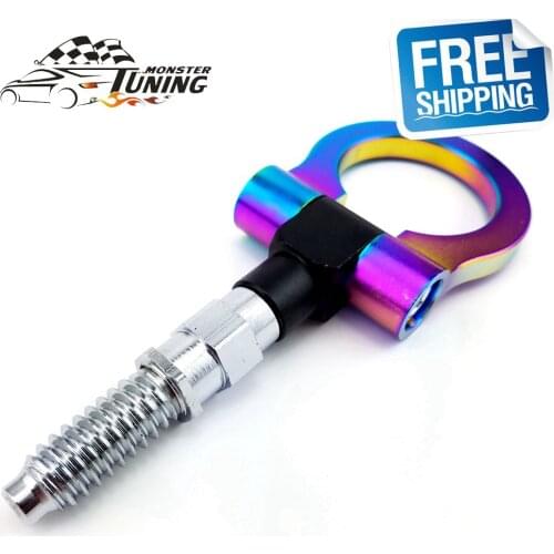 Free Shipping Aluminum Neo Chrome Euro Janpan Model Car Auto Trailer Hook Eye Tow Towing Racing Front Rear Universal Tow Hook
