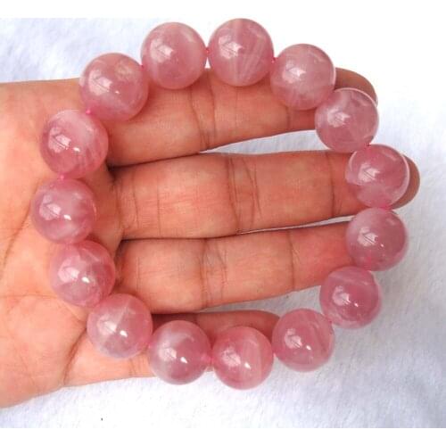 Free Shipping Natural Madagascar Rose Quartz 14mm Round Beads Bracelet Women Jewelry Accessories Weddings Parties Gift