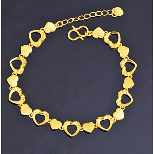 Elegant 18k Yellow Gold Plated Bracelet For Women Heart Shape Vintage Elegant Gold Bracelet Party Birthday Wedding Fine Jewelry
