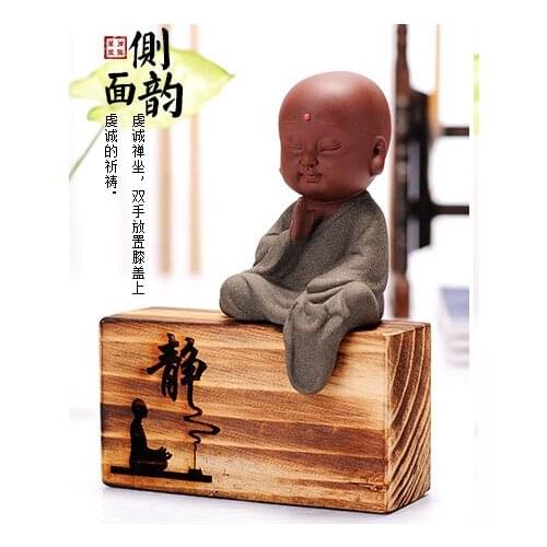 Marvellous ART # "CHAN Ataraxia " Spiritual realm OFFICE home Buddhism Little Monk sand-fired kiln porcelain pottery ceramic ART