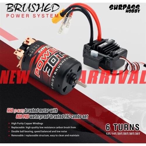 Surpass Hobby 550 3-Slot Brushed Motor 12T-35T With 80A ESC for 1/10 RC Crawler Car Traxxas TRX4 Axial SCX10 D90 Capra YK4102